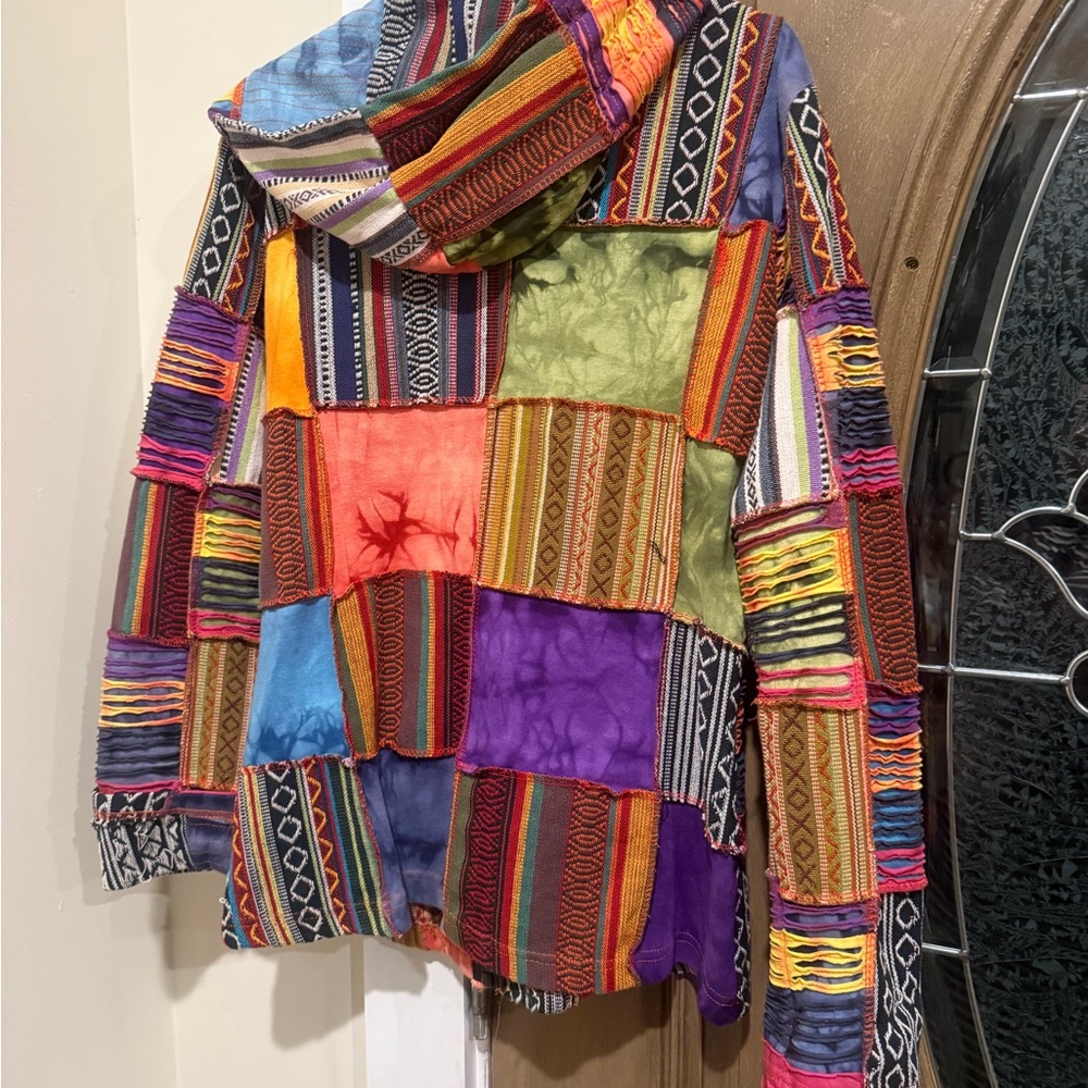 Rainbow Multicolor Patchwork Utility Jacket - image 3